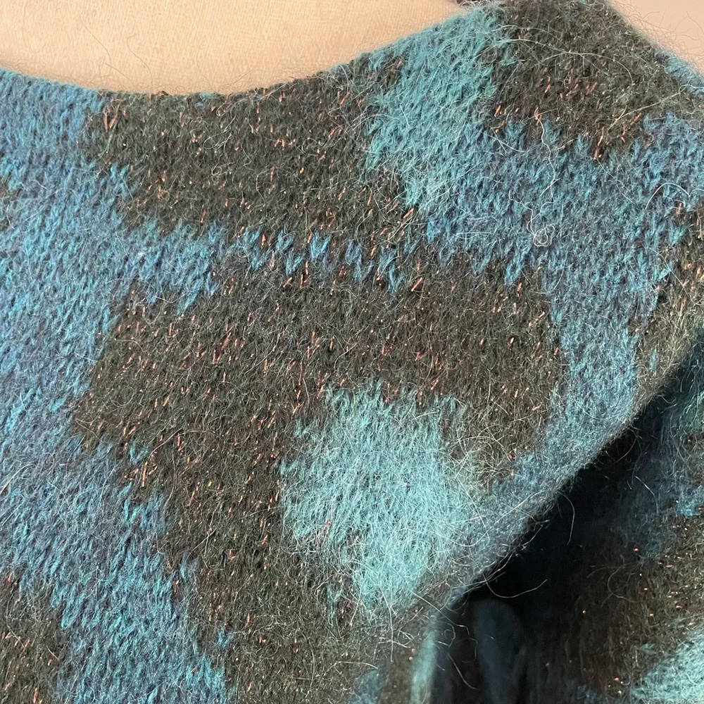 Maje Teal and Black Patterned Sweater - Picture 6 of 9